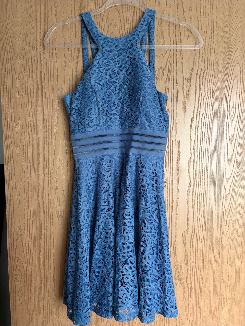 Blue Lace Fit & Flare Dress